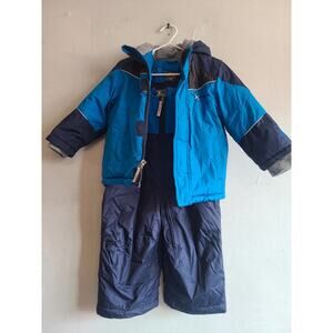 Boy's infant toddler winter coat & snowpants bib overalls set blue Zero Xposur
